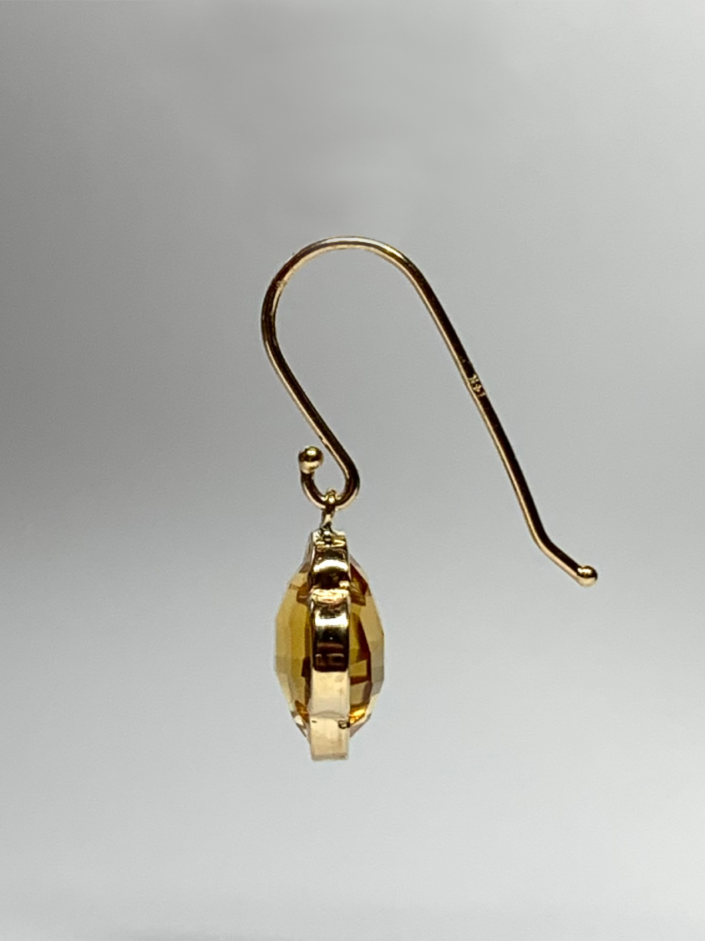 14k Solid Yellow Gold, Yellow Citrine “Clover” Mini Earrings, Fish Hook Ear Wires, French Wire