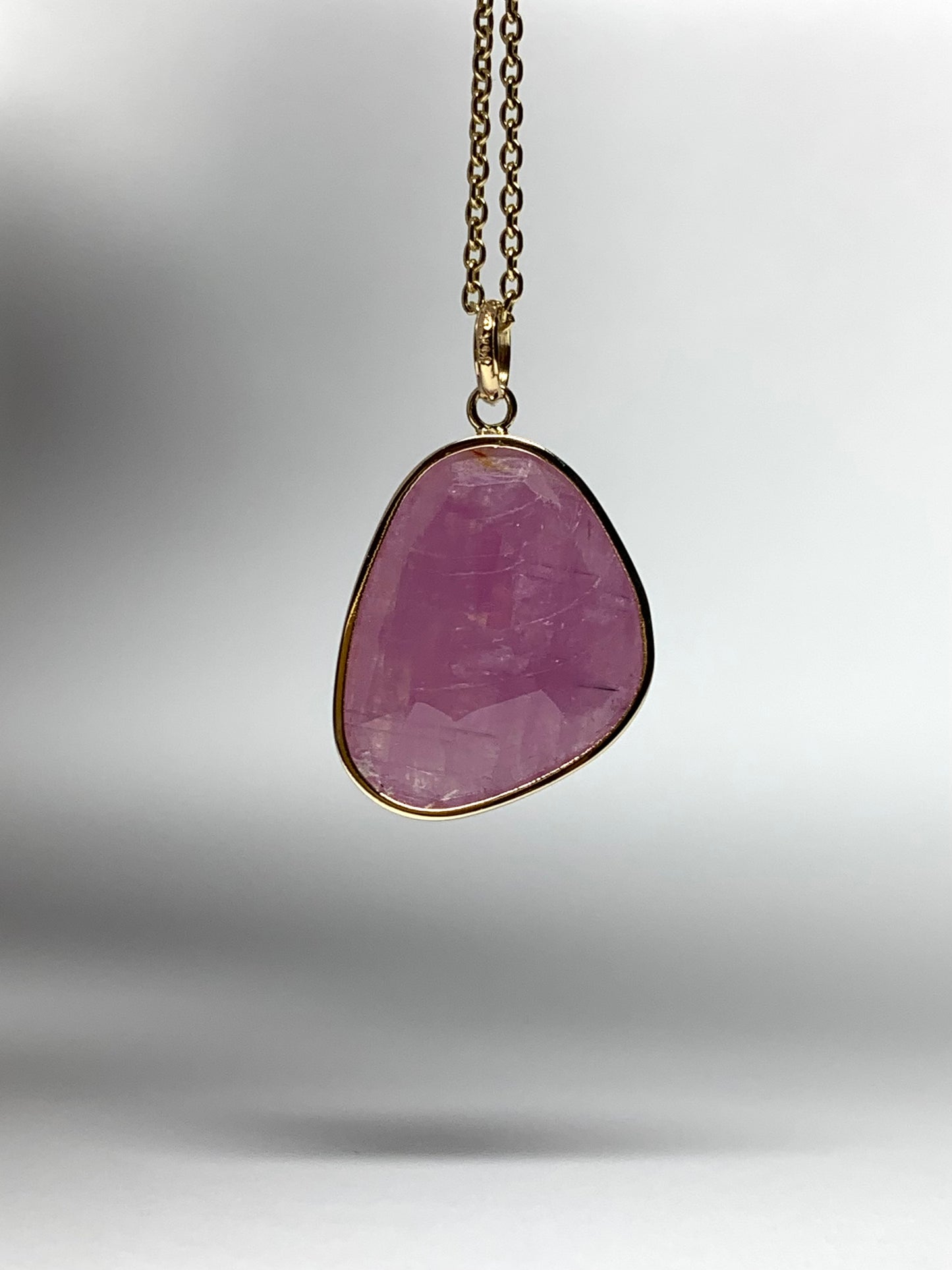 14k Solid Yellow Gold, Natural Pink Sapphire Pendant