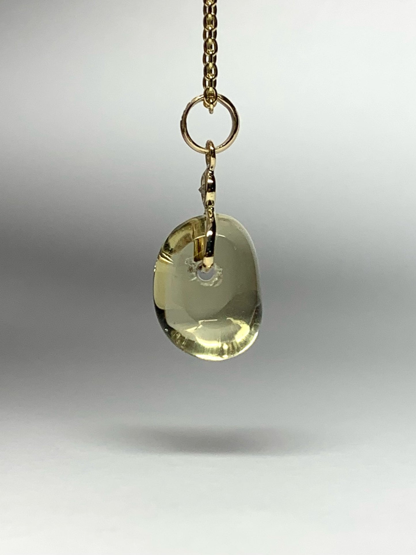 14k Solid Yellow Gold, Diamond, Lemon Quartz Tumbled Nugget Bead Pendant, Mini Size