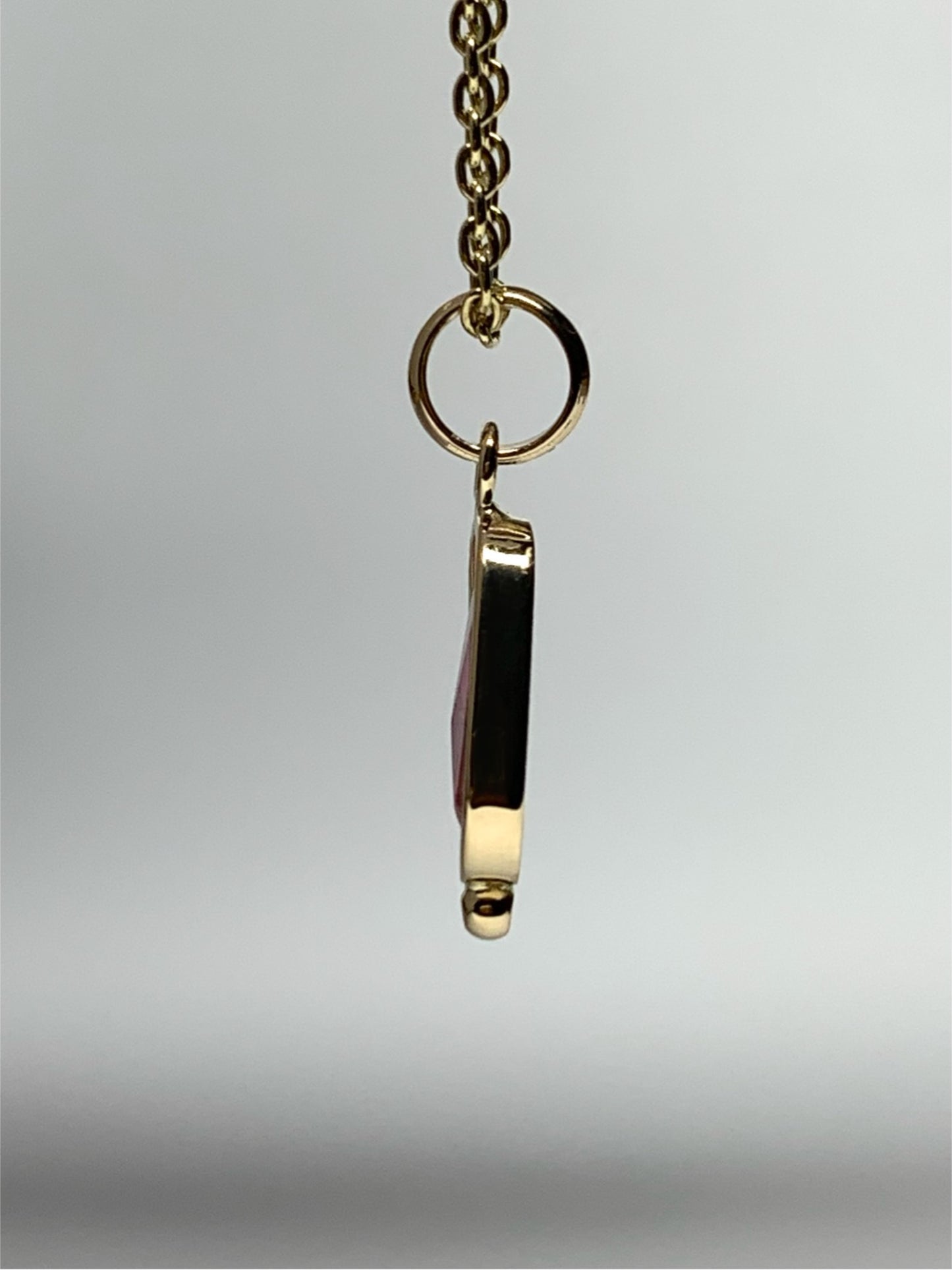 14k Solid Yellow Gold, Natural Light Pink Tourmaline Tiny Pendant