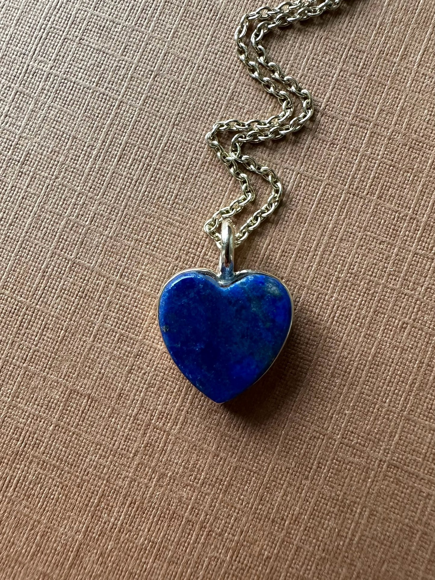 14k Solid Yellow Gold, Blue Lapis Lazuli “Heart” Mini Pendant