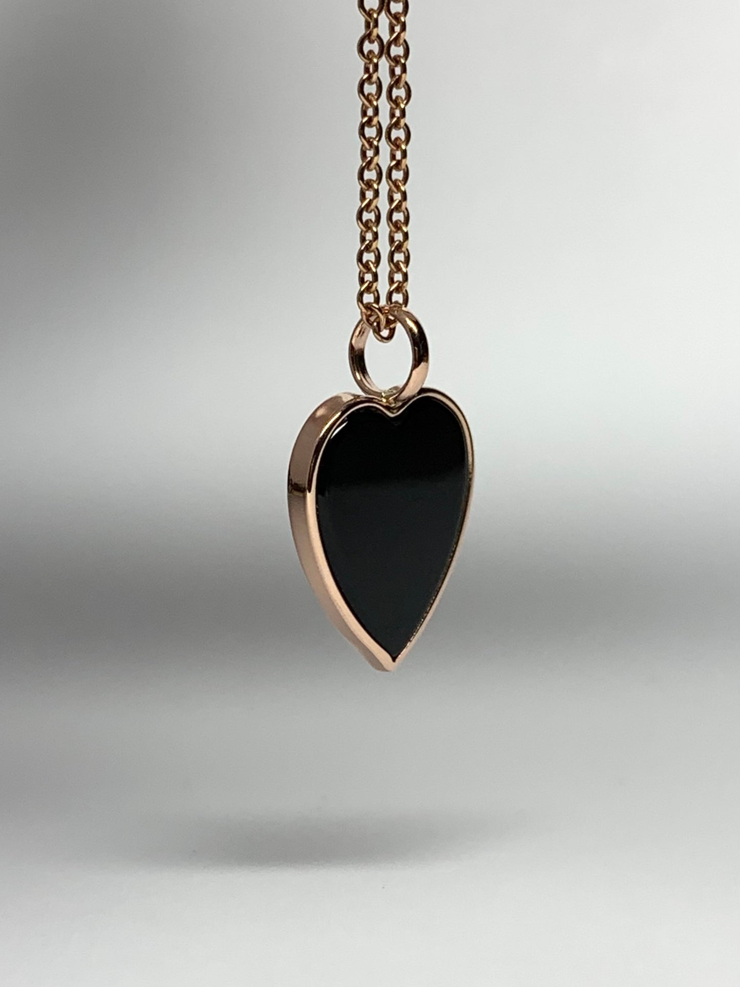 14k Solid Rose Gold, Black Onyx “Heart” Mini Pendant