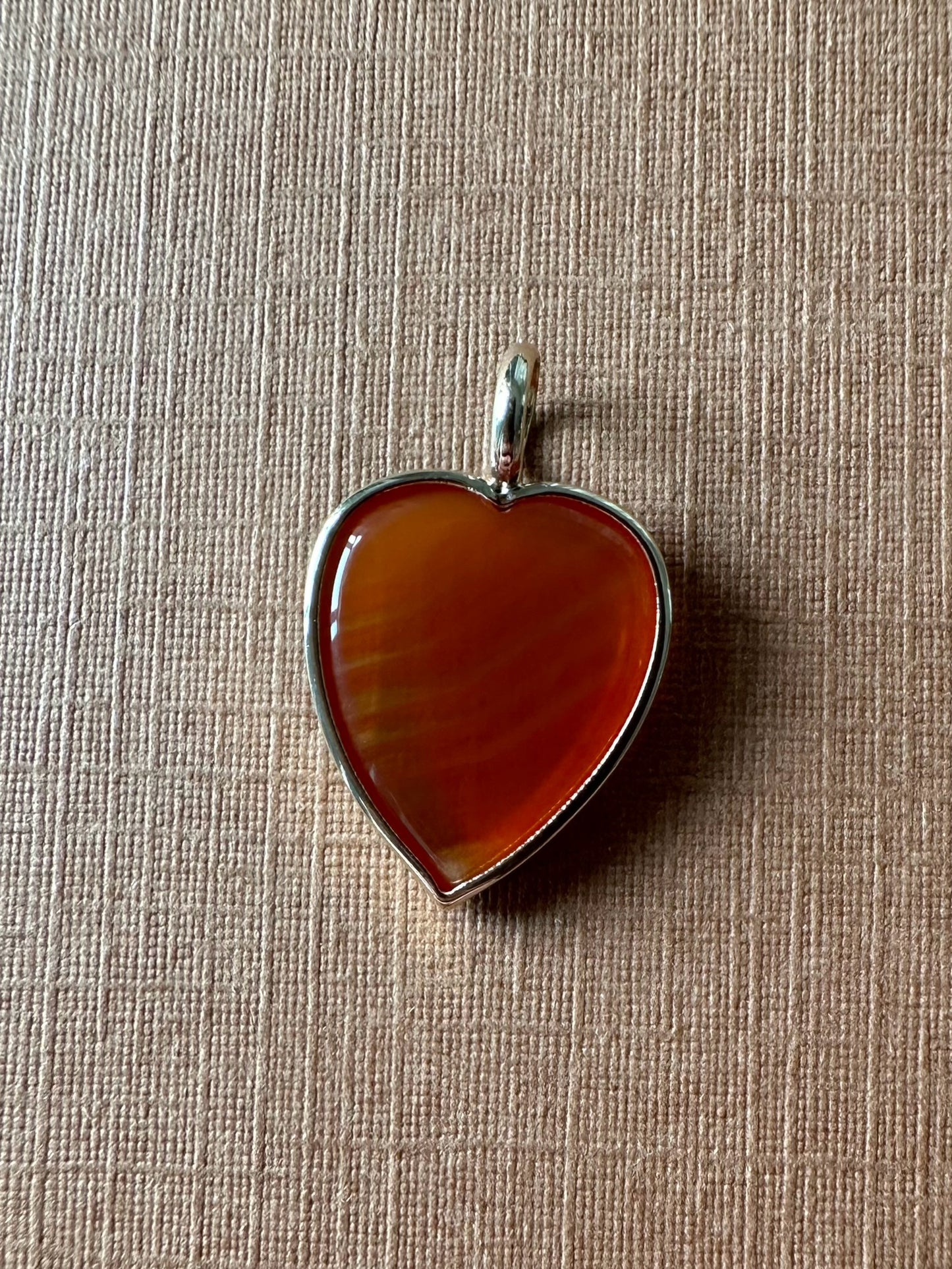 14K Solid Yellow Gold, Red Carnelian "Heart" Pendant, Mini Size