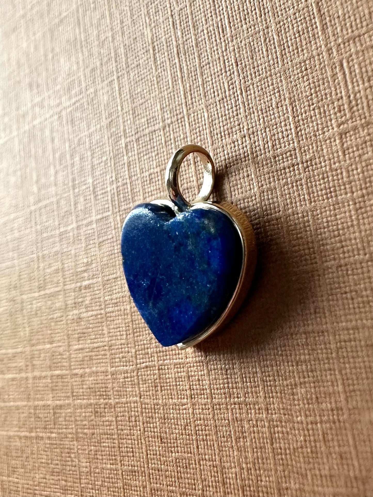 14k Solid Yellow Gold, Blue Lapis Lazuli “Heart” Mini Pendant