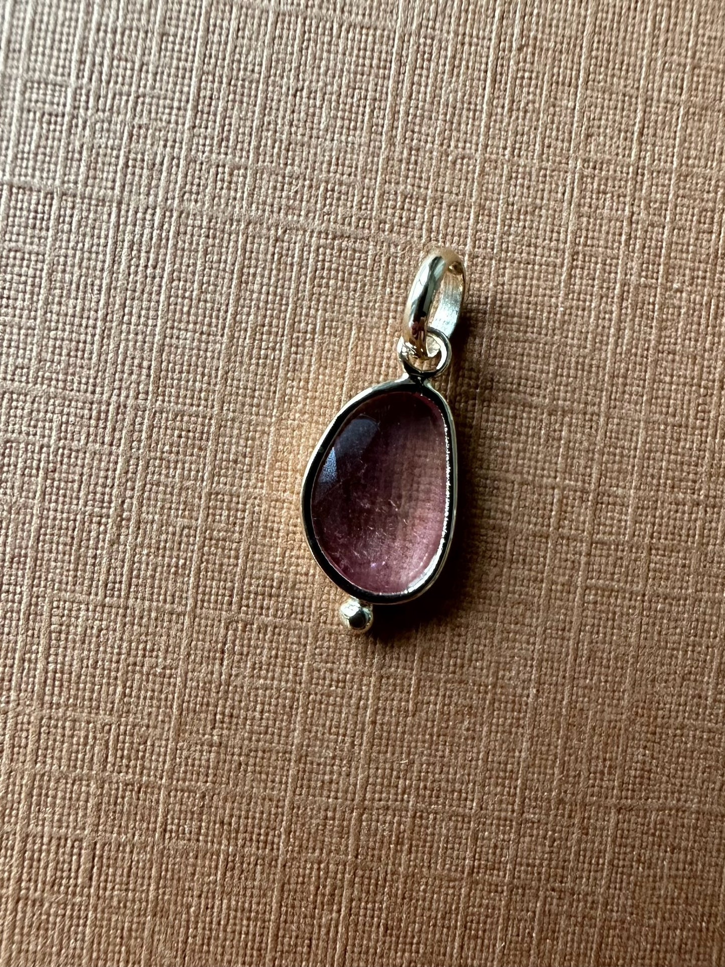 14k Solid Yellow Gold, Natural Light Pink Tourmaline Tiny Pendant