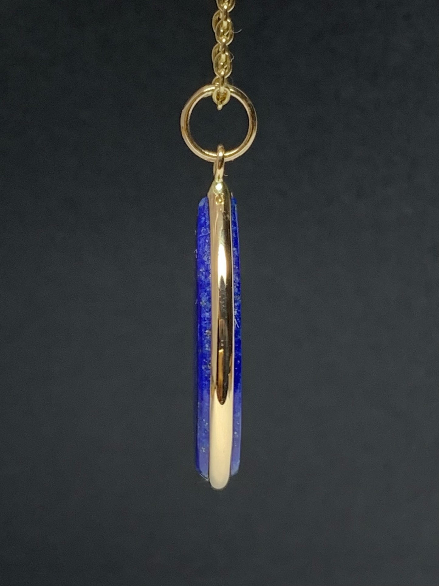 14k Solid Yellow Gold, Blue Lapis Lazuli Drop Pendant, Small Size