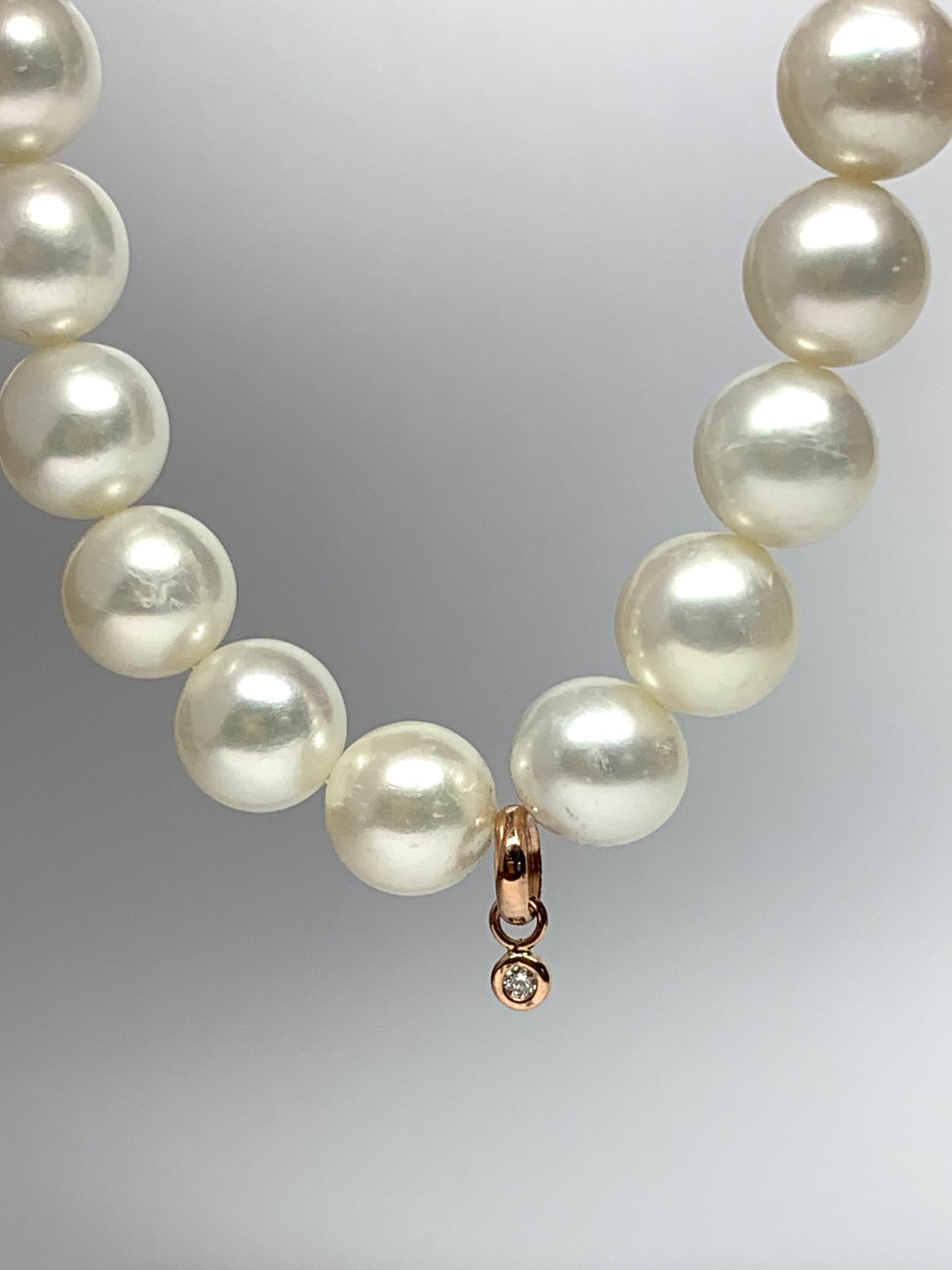 14k Solid Rose Gold, Natural Diamond, Natural Freshwater Pearl Bracelet