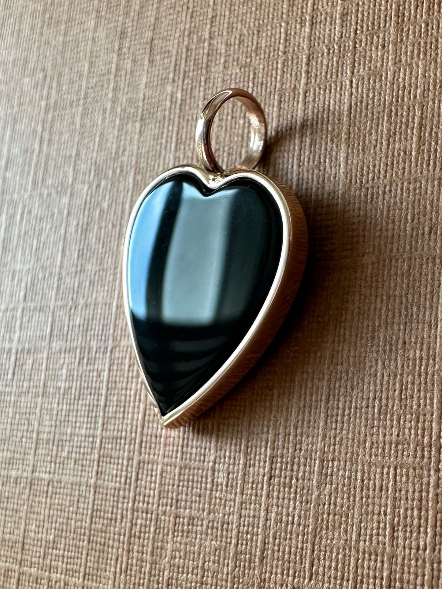 14k Solid Rose Gold, Black Onyx “Heart” Mini Pendant