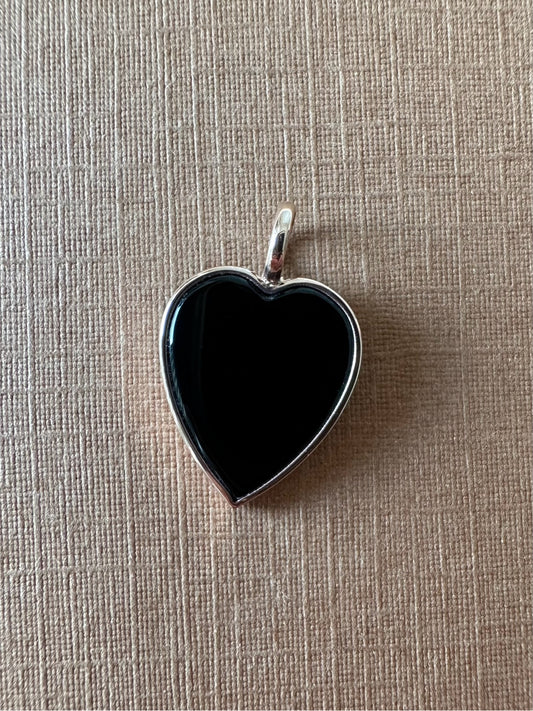 14k Solid Rose Gold, Black Onyx “Heart” Mini Pendant