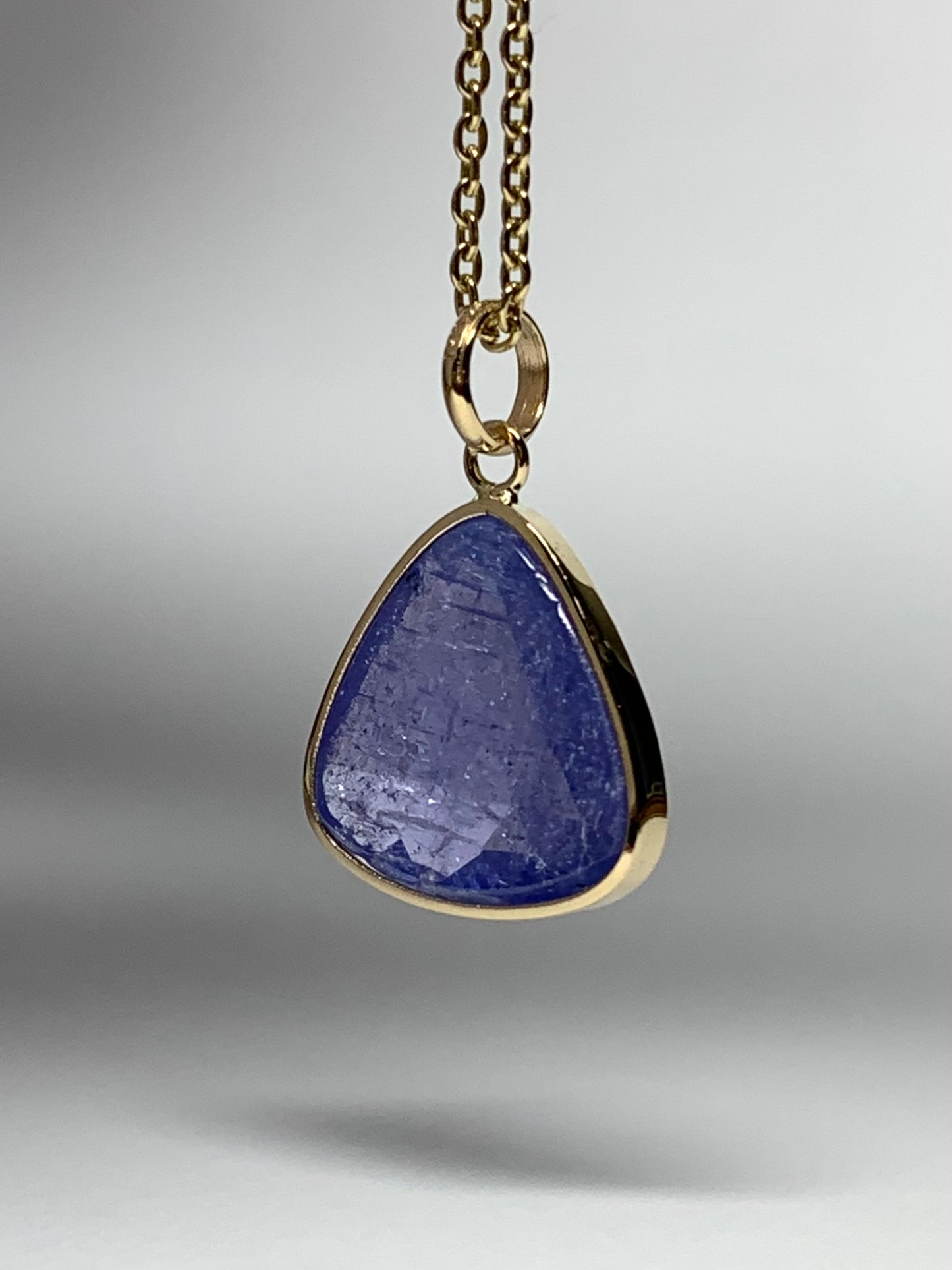 14k Solid Yellow Gold, Tanzanite Pendant, Small Size