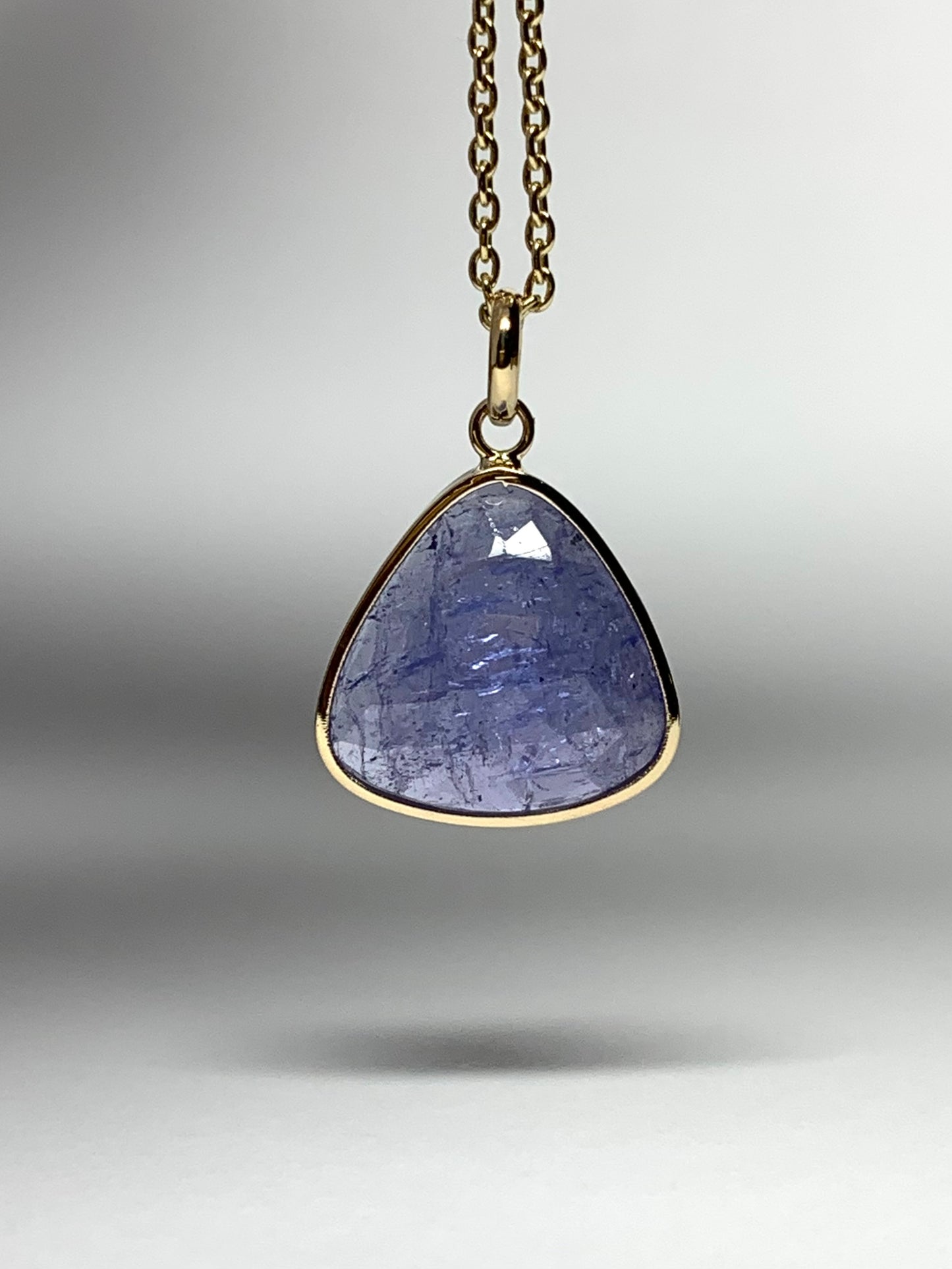 14k Solid Yellow Gold, Tanzanite Pendant, Small Size