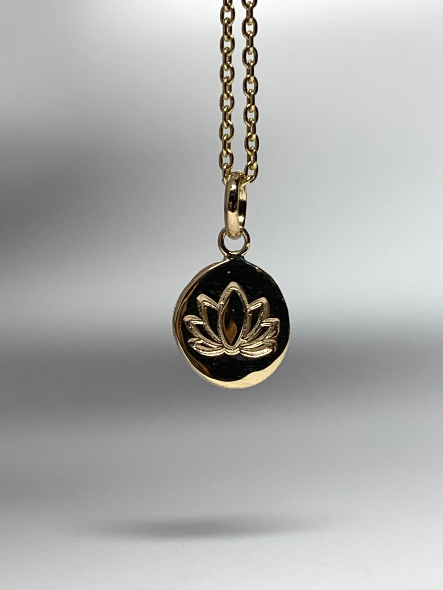 14k Solid Yellow Gold Nugget Mini Pendant “Lotus”, Charm