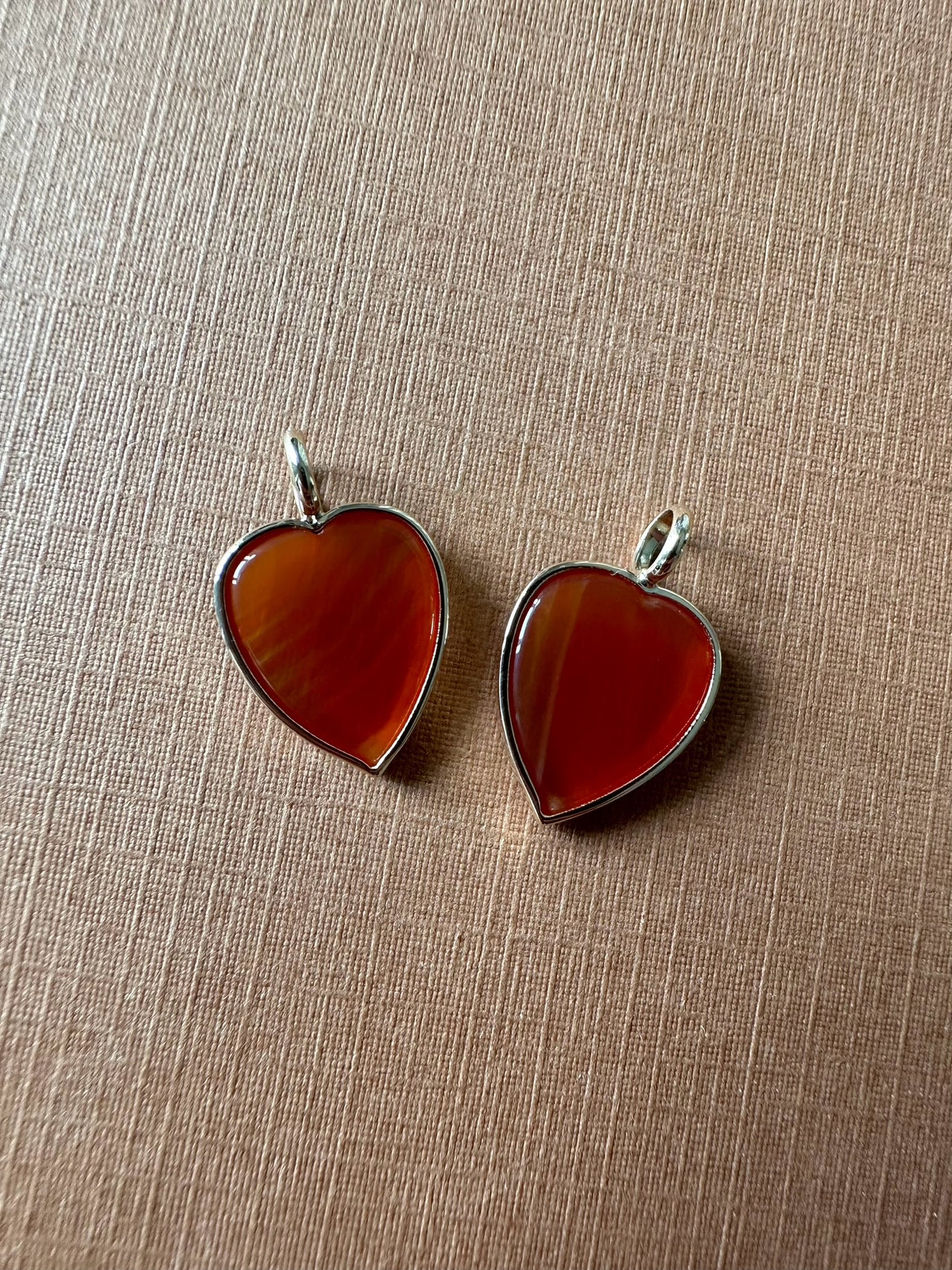 14K Solid Yellow Gold, Red Carnelian "Heart" Pendant, Mini Size