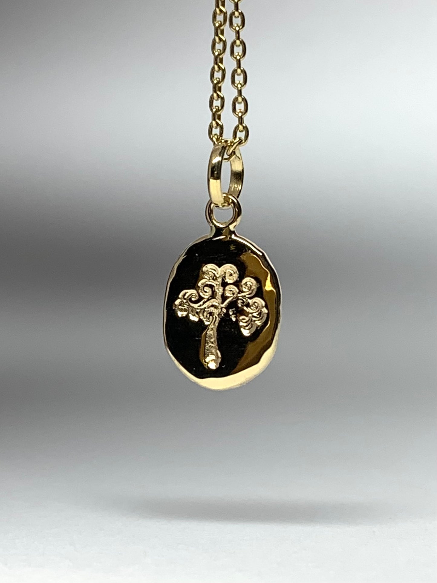 18k Solid Yellow Gold Nugget Mini Pendant, “Tree of Life”, Charm