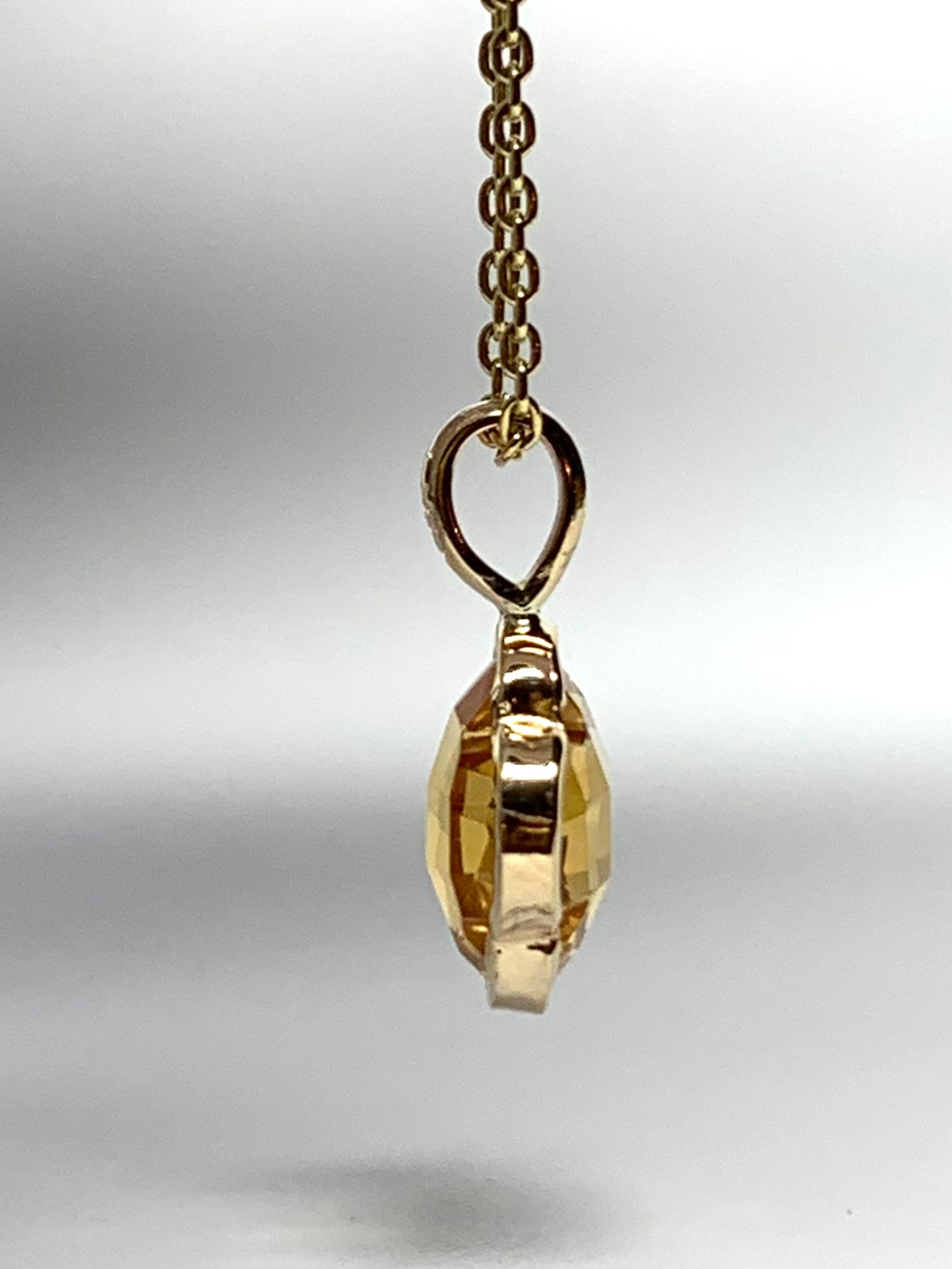 14k Solid Yellow Gold, Yellow Citrine Pendant “Clover”, Mini Size