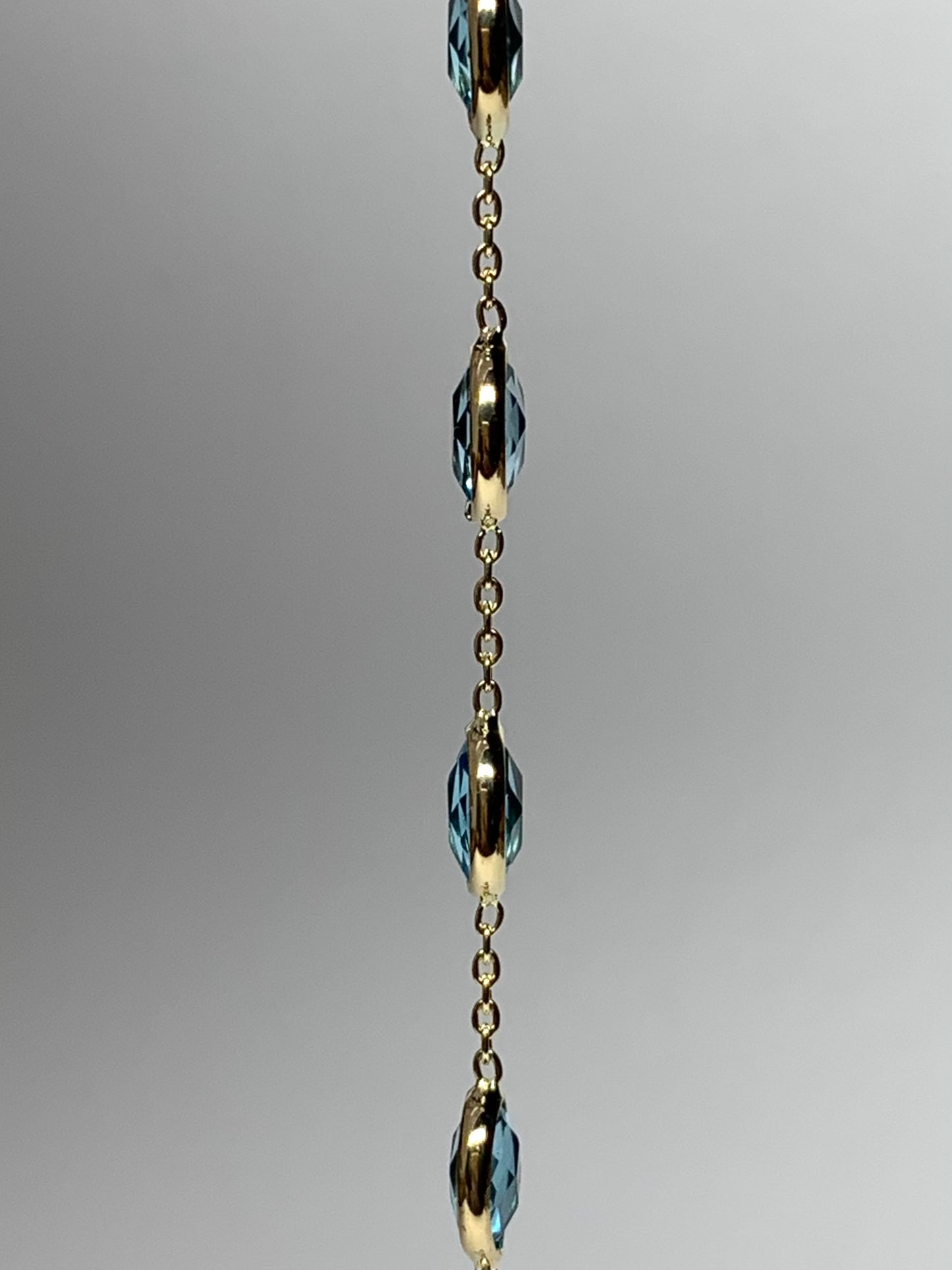 Bracelet, 14k Solid Yellow Gold, Blue Topaz