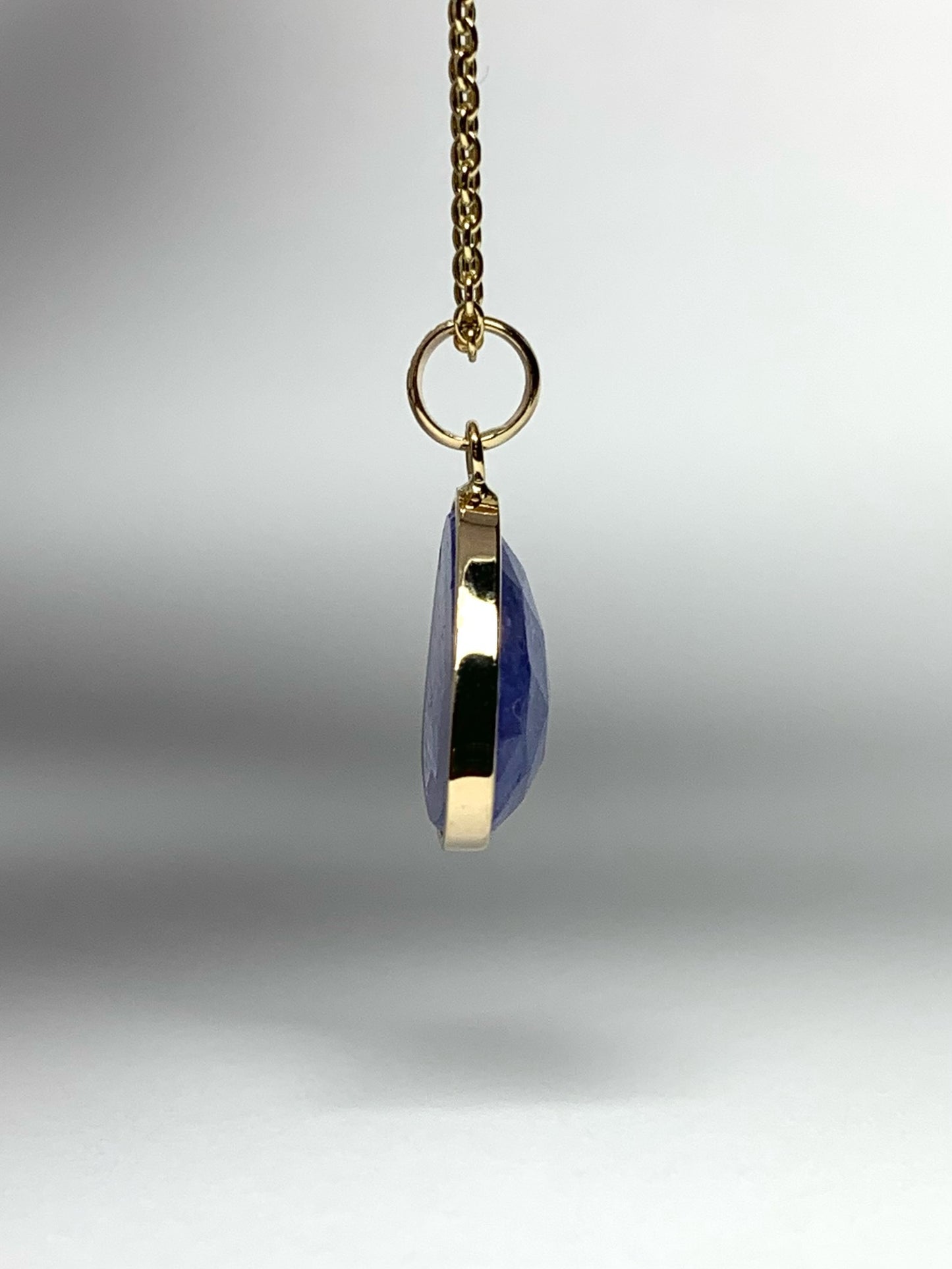 14k Solid Yellow Gold, Tanzanite Pendant, Small Size