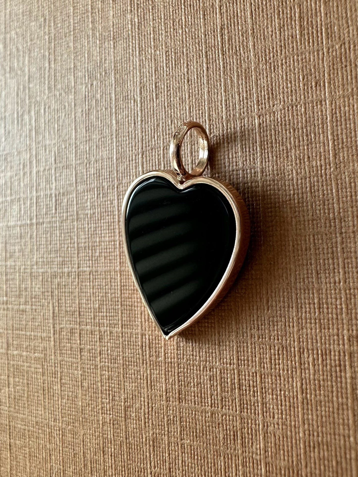 14k Solid Rose Gold, Black Onyx “Heart” Mini Pendant