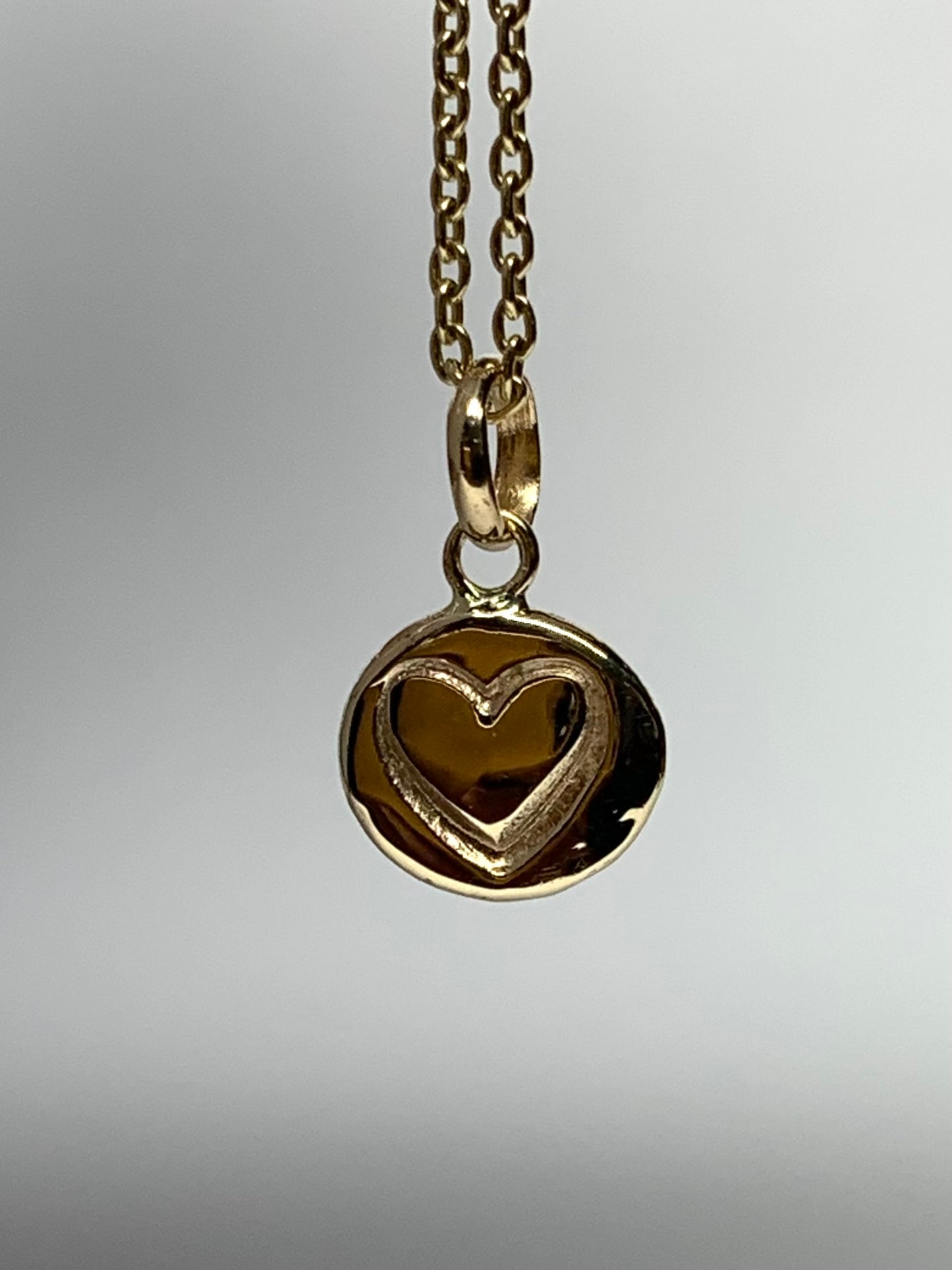 14K Solid Yellow Gold Nugget “Heart” Mini Pendant, Charm