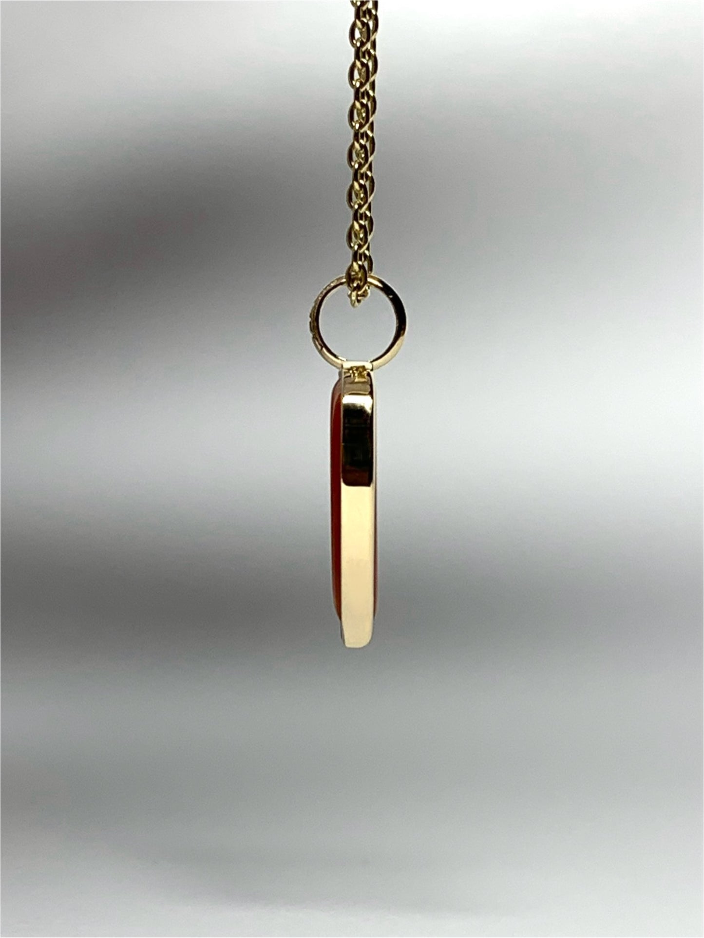 14K Solid Yellow Gold, Red Carnelian "Heart" Pendant, Mini Size