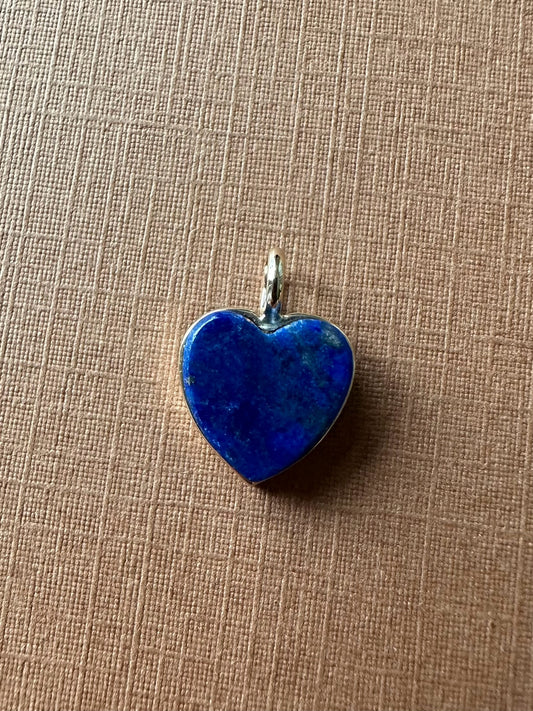 14k Solid Yellow Gold, Blue Lapis Lazuli “Heart” Mini Pendant