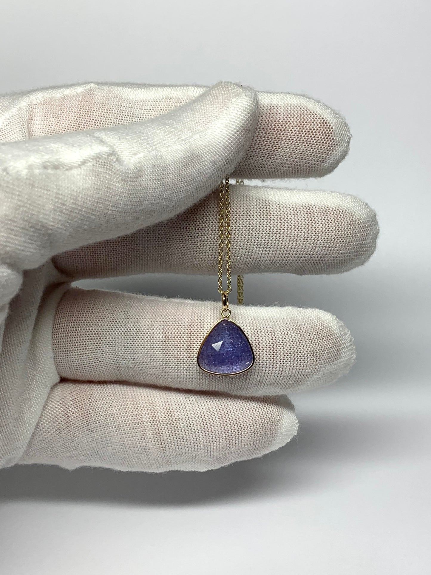 14k Solid Yellow Gold, Tanzanite Pendant, Small Size