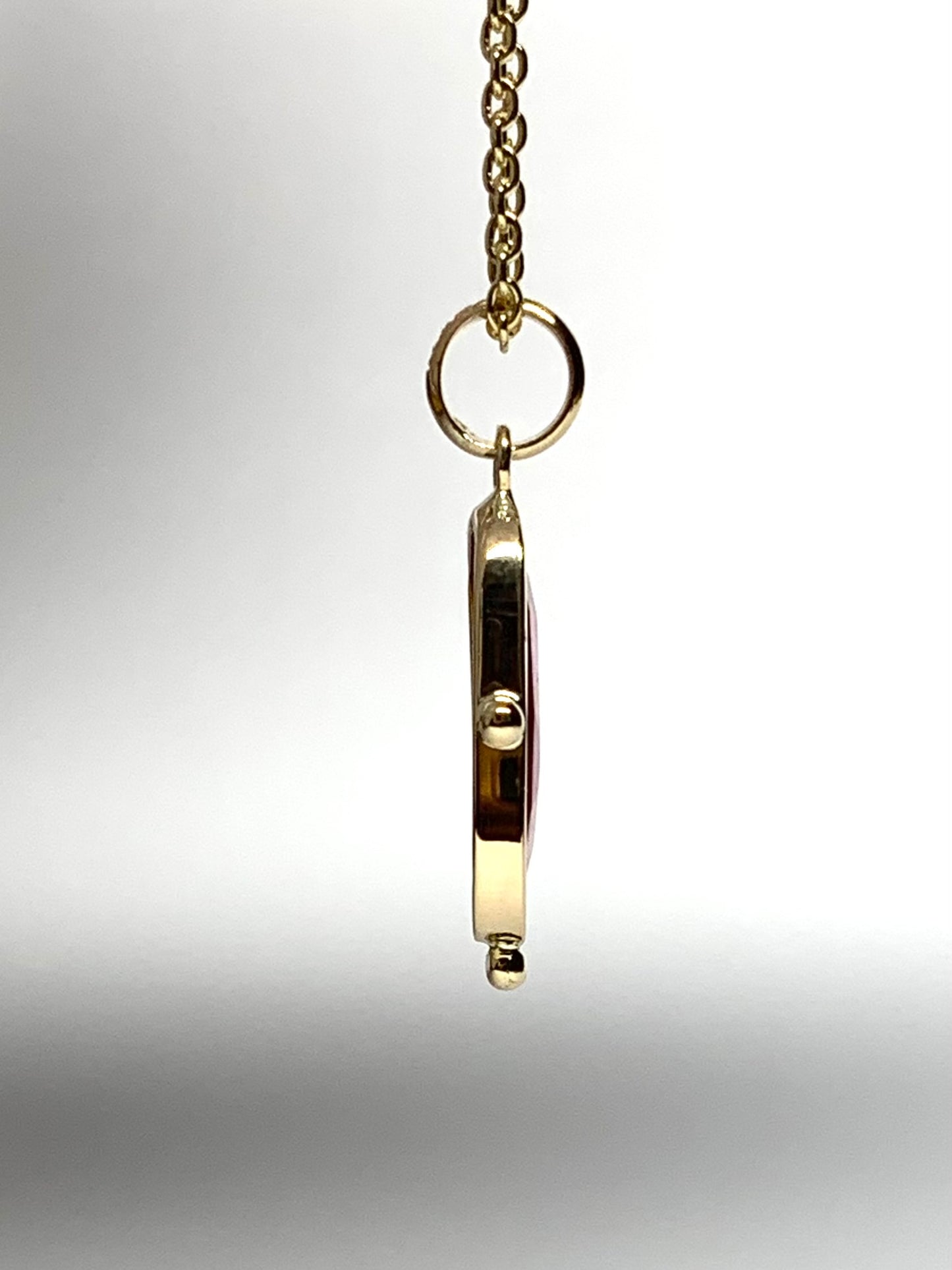 14k Solid Yellow Gold, Natural Pink Tourmaline Mini Pendant, Golden Dots