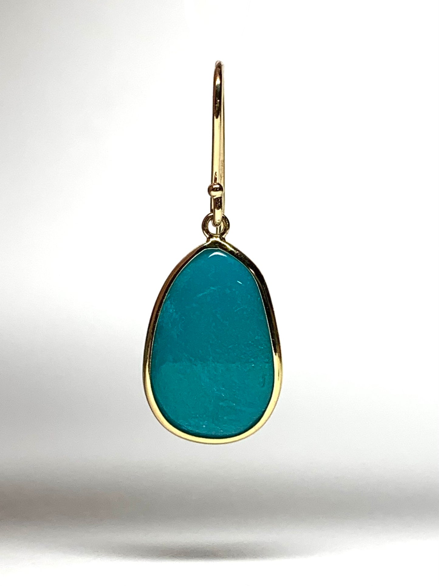 18k Solid Yellow Gold, Natural Sleeping Beauty Turquoise Drop Earrings