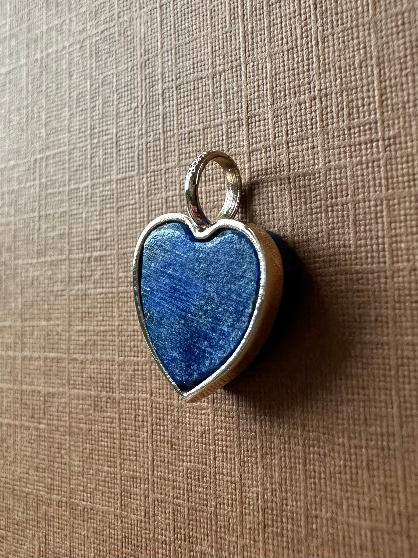 14k Solid Yellow Gold, Blue Lapis Lazuli “Heart” Mini Pendant