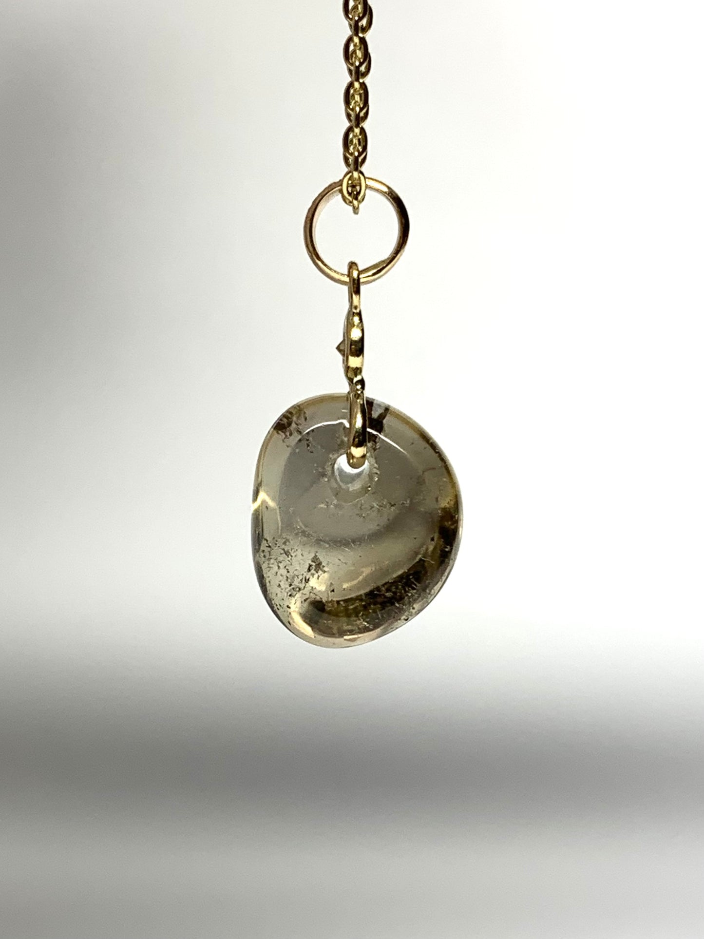 14k Solid Yellow Gold, Diamond, Lemon Quartz Tumbled Nugget Bead Pendant, Mini Size