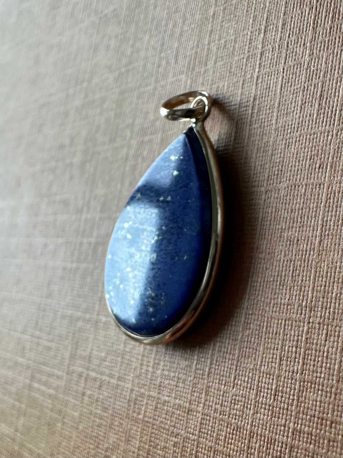 14k Solid Yellow Gold, Blue Lapis Lazuli Drop Pendant, Small Size