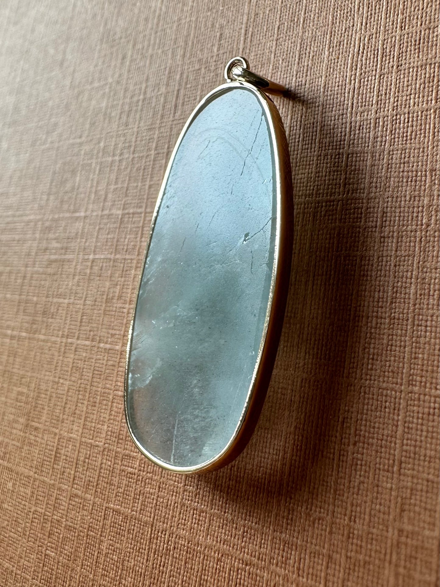 14k Solid Yellow Gold, Opaque Aquamarine Pendant