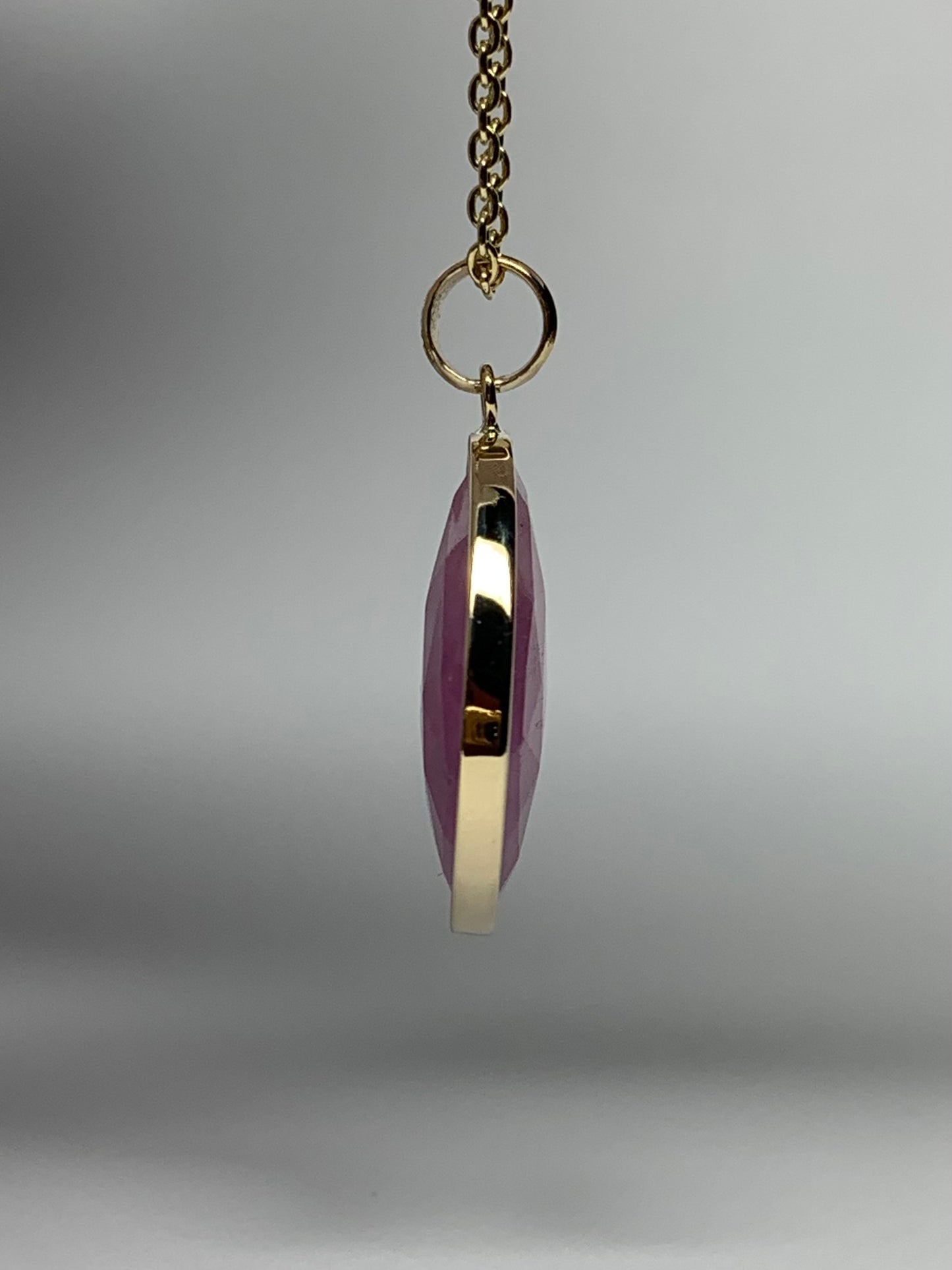 14k Solid Yellow Gold, Natural Pink Sapphire Pendant