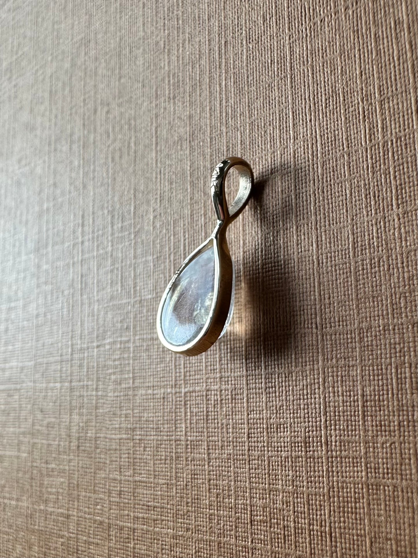 Mini Pendant “Moon Drop”, 14k Solid Yellow Gold, Natural Rainbow Blue Moonstone