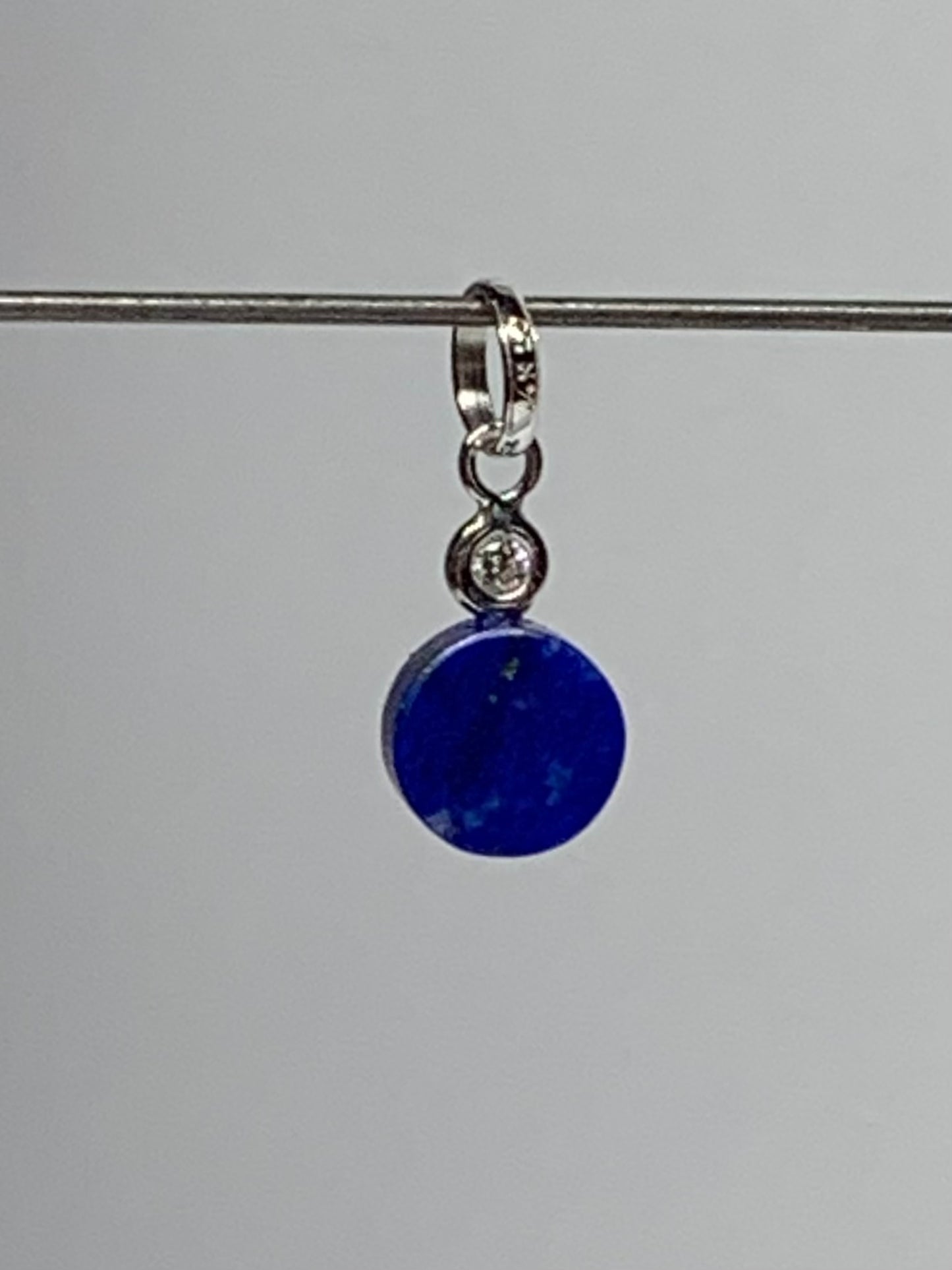 14k Solid Gold, Diamond, Lapis Lazuli Mini Pendant Charm