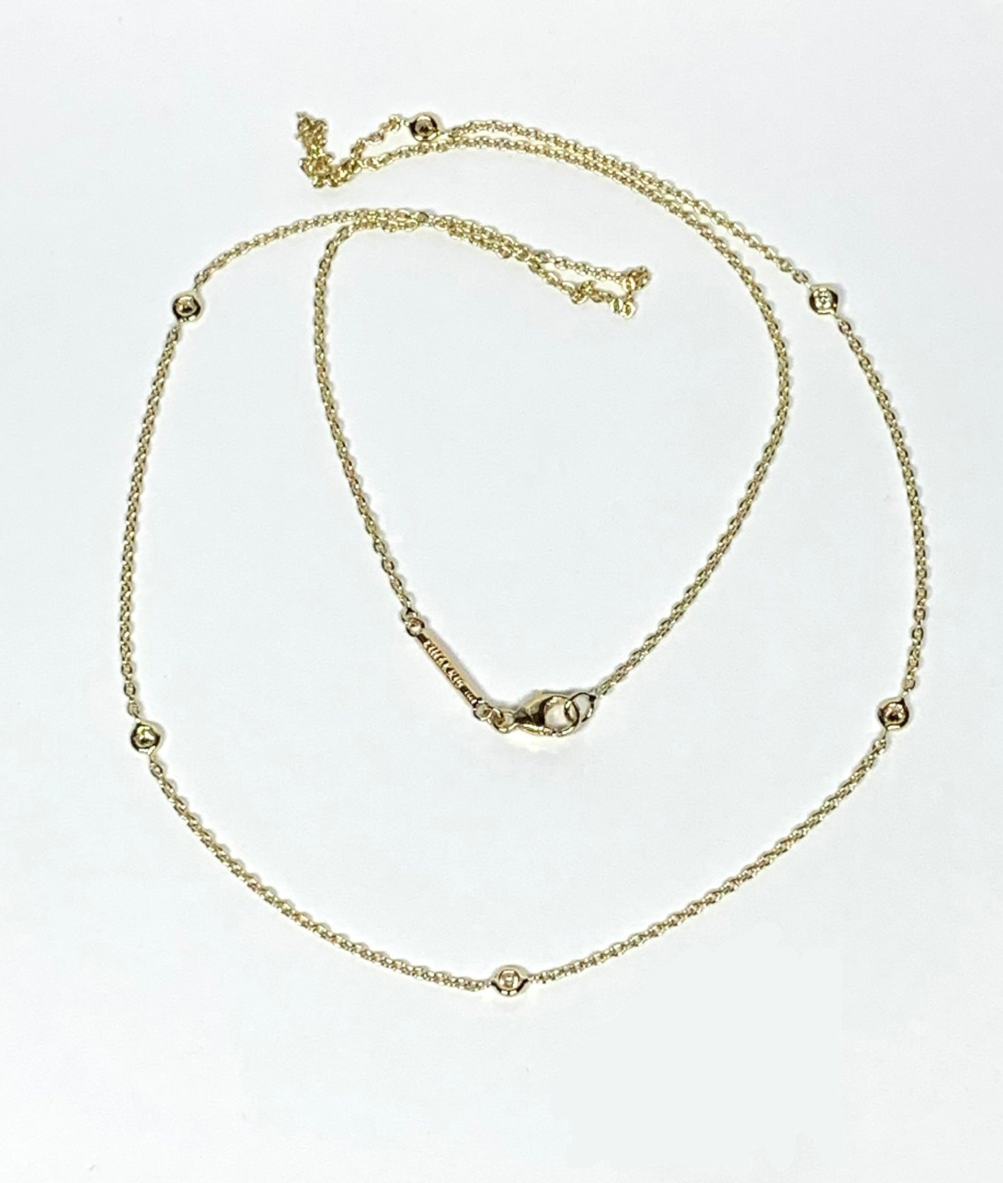 14k Solid Yellow Gold, Natural Diamonds Station Necklace, 19”, Pendant Chain