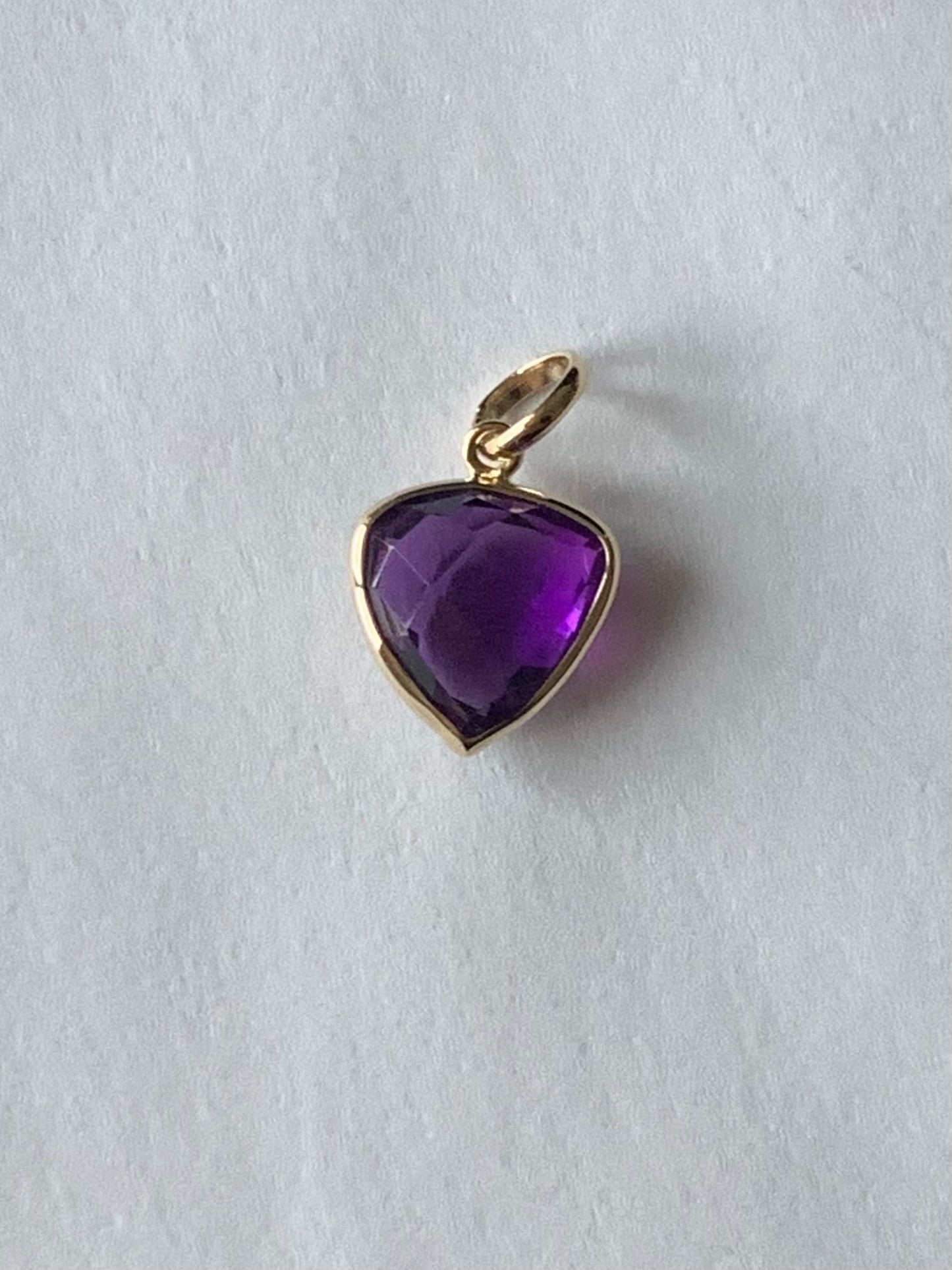 14k Solid Yellow Gold, Purple Amethyst Trillium Mini Pendant