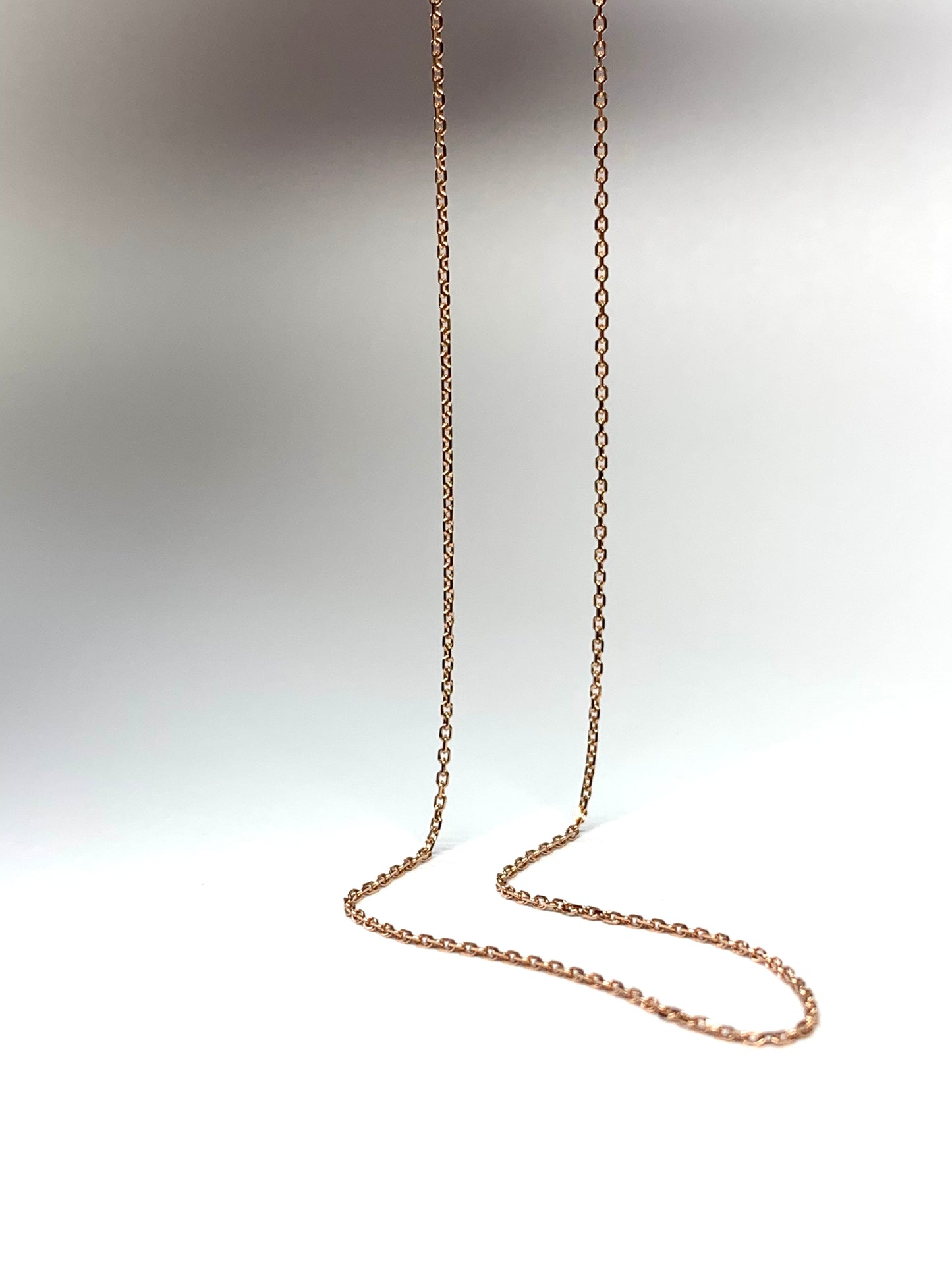 14k Solid Rose Pink Gold Chain, Pendant Chain, Cable Style 18”