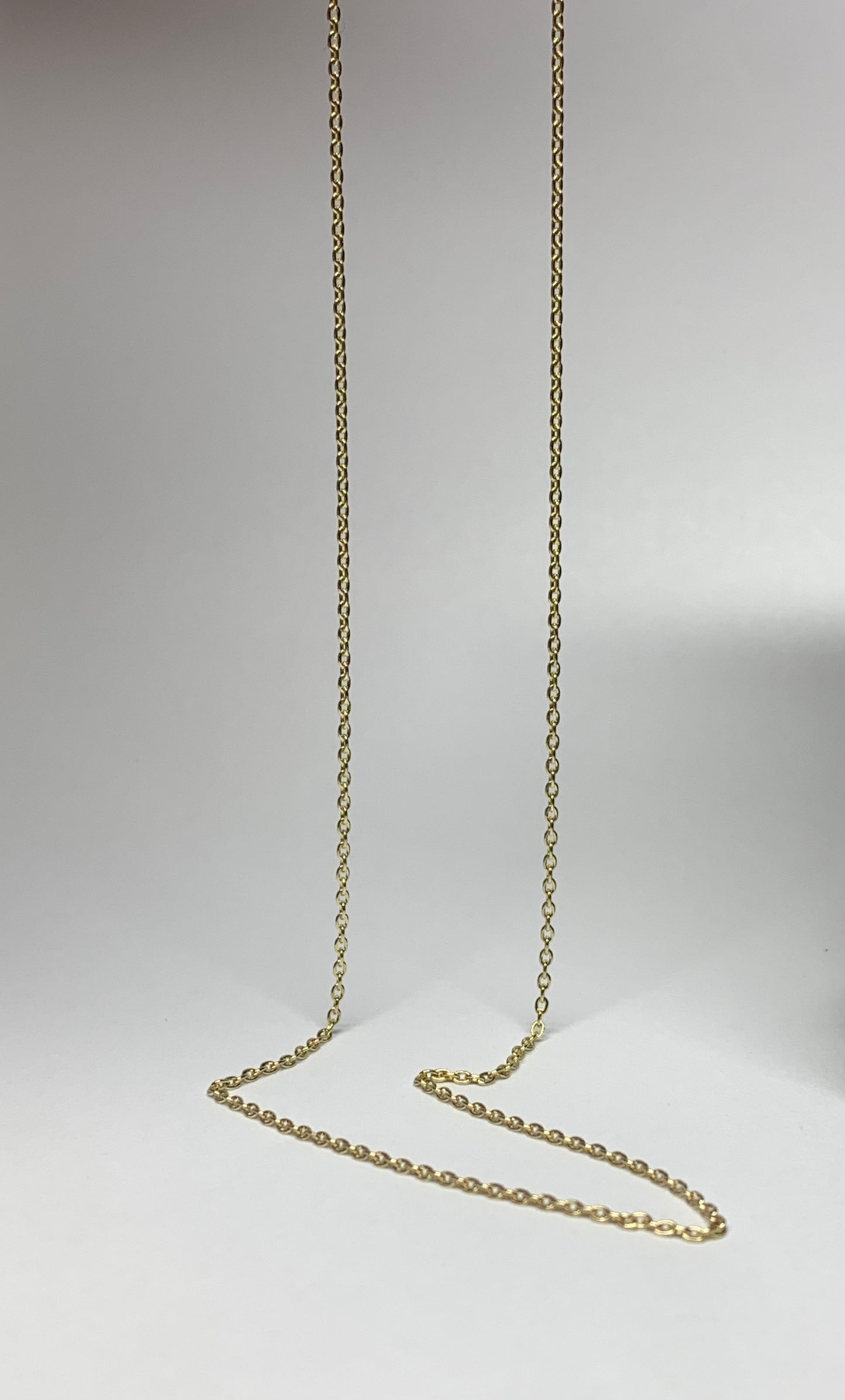 14k Solid Yellow Gold Chain, Pendant Chain, Cable Style 18”