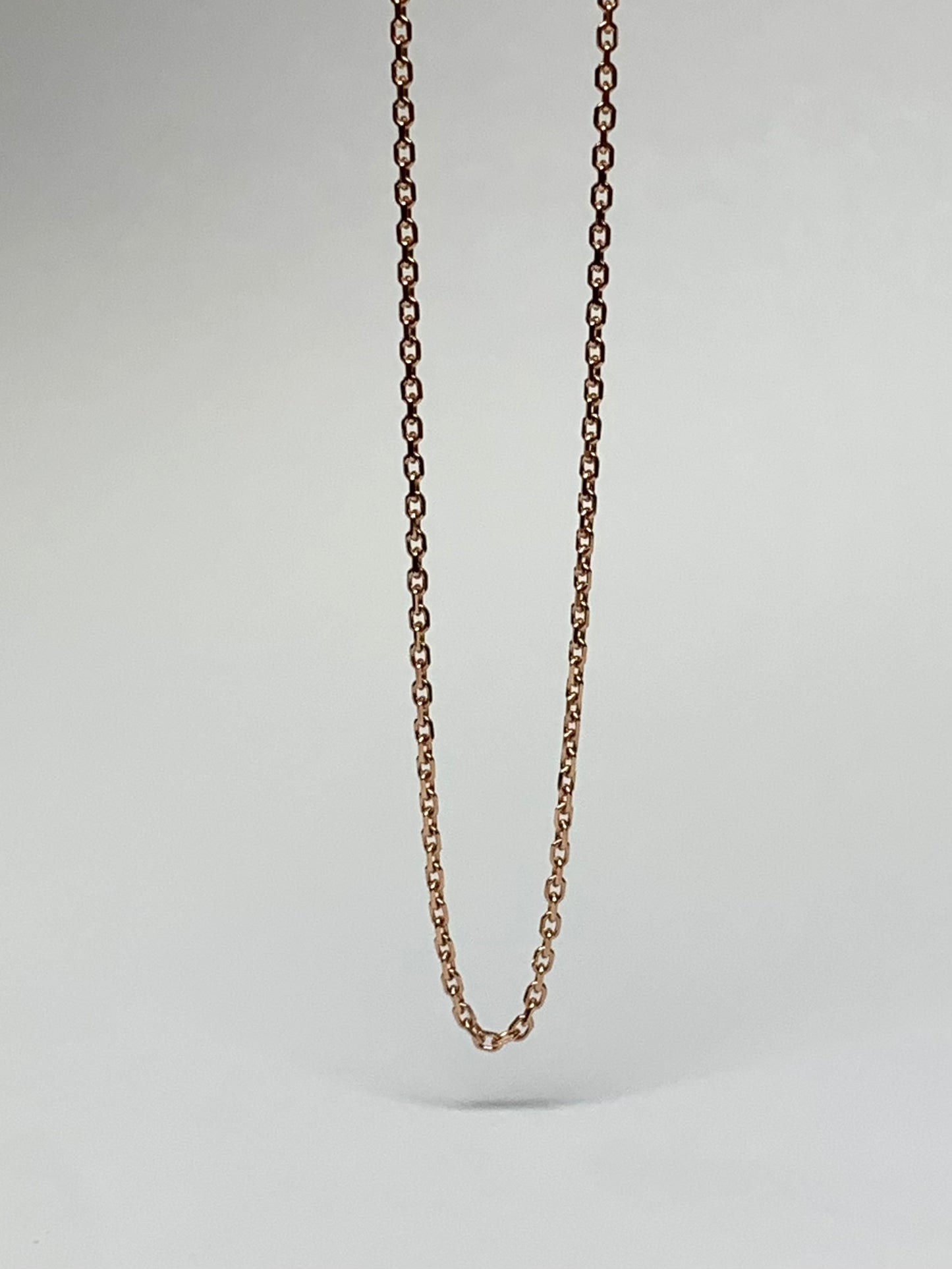 14k Solid Rose Pink Gold Chain, Pendant Chain, Cable Style 18”