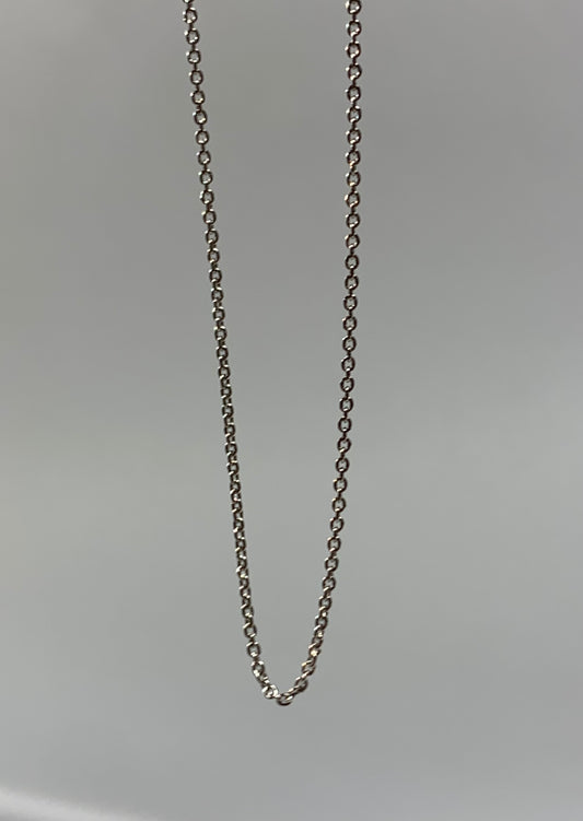 14k Solid White Gold Chain, Pendant Chain, Cable Style 18”