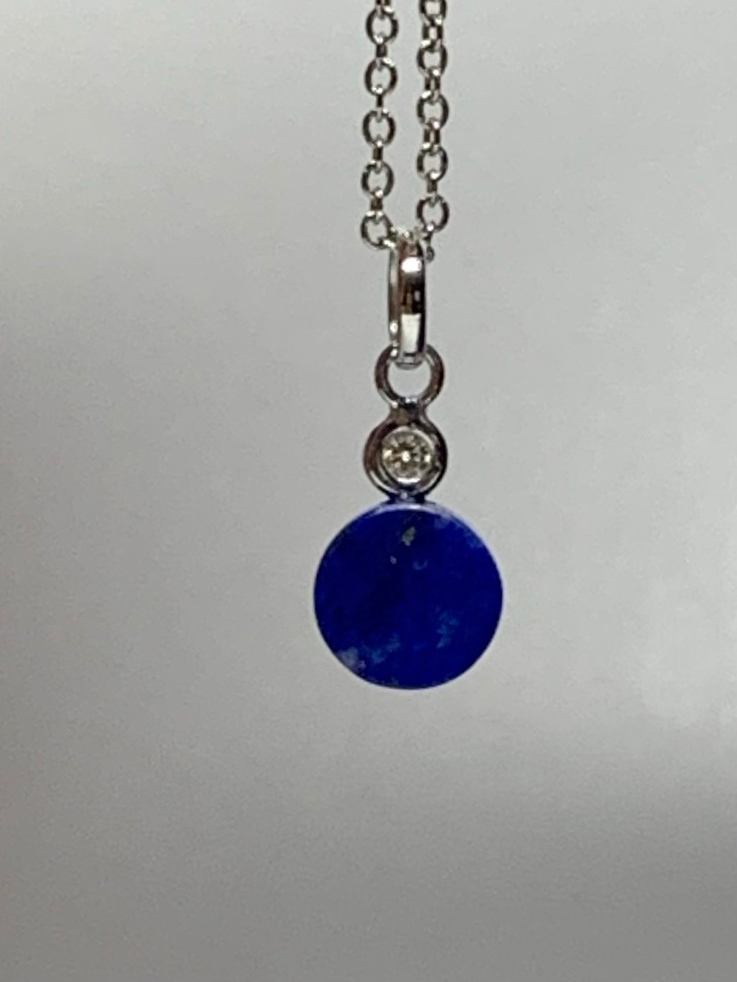 14k Solid Gold, Diamond, Lapis Lazuli Mini Pendant Charm