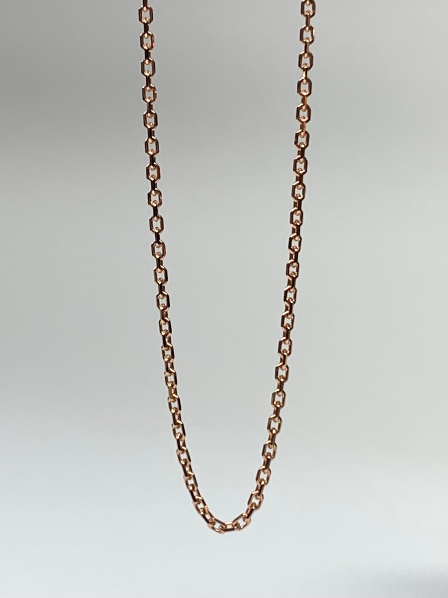 14k Solid Rose Pink Gold Chain, Pendant Chain, Cable Style 18”