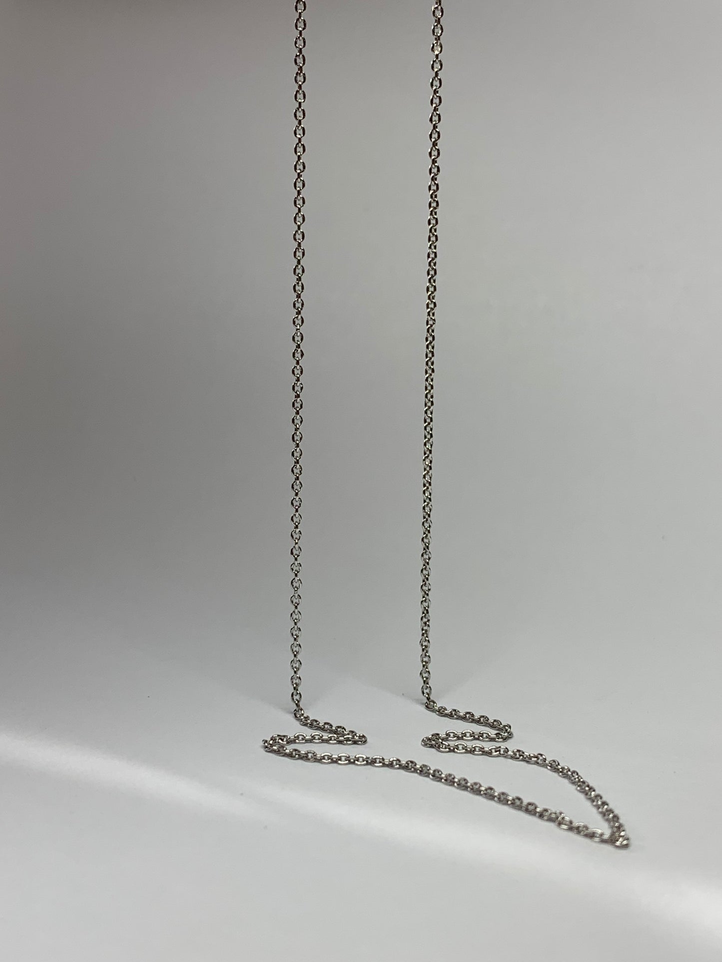 14k Solid White Gold Chain, Pendant Chain, Cable Style 18”